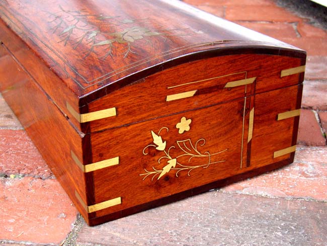 A fabulous 19th century brass inlaid rosewood dome top jewelry box circa 1875 — image 2
